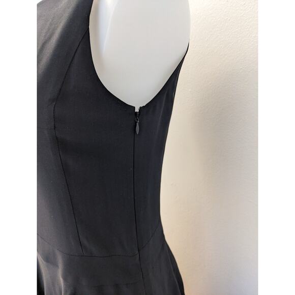 Ana Capri Size Medium Shift Dress Black Tiered Ruffle Silk Side Zip Sleeveless - Picture 8 of 11